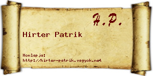 Hirter Patrik névjegykártya